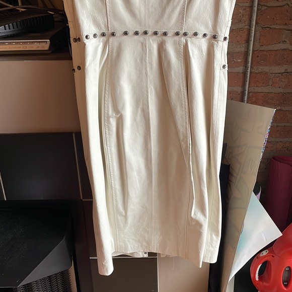 Bebe Ari White Studded Leather Dress Sz S - Picture 7 of 10